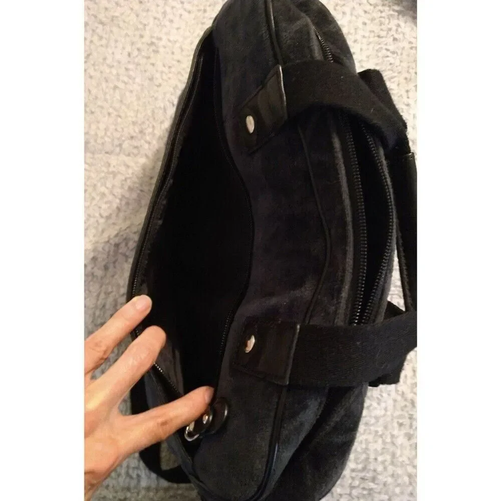 Juicy couture black velour heart laptop computer bag Vintage Y2k